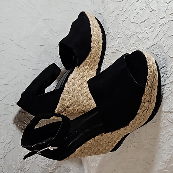 Wild Diva Lounge Espadrille Black Wedges - Picture 9 of 9